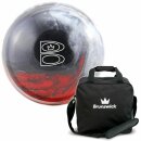 Brunswick Bowlingball TZone Scarlet Shadow & Bowlingtasche TZone schwarz