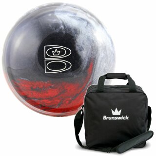 Set Brunswick Bowlingball TZone Scarlet Shadow & Bowlingtasche TZone schwarz 6 lbs