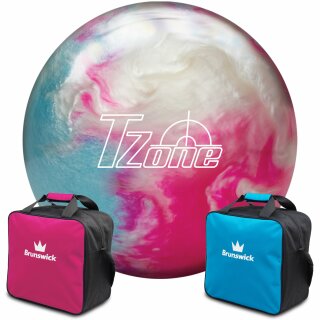 Brunswick Bowlingball TZone Frozen Bliss & Bowlingtasche TZone hellblau oder pink