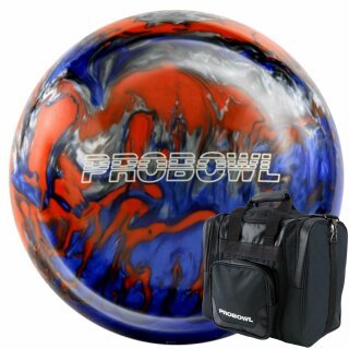 Set Bowlingball Pro Bowl blau orange silber und Tasche Deluxe 8 lbs