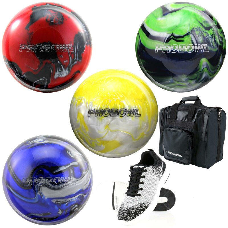 Pro Bowl Set Bowlingkugel Tasche für Ball und Bowlingschuhe grün schwarz silber