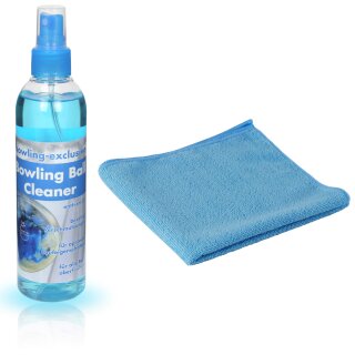 Bowling Ball Reiniger Set bowling-exclusive Cleaner und Microfiber Towel 250 ml / Sprühreiniger Hellblau