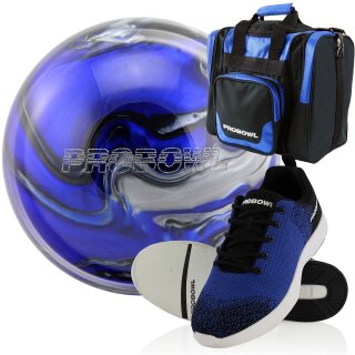 Pro Bowl Bowling Set Ball Bowlingschuhe Bowlingtasche blau